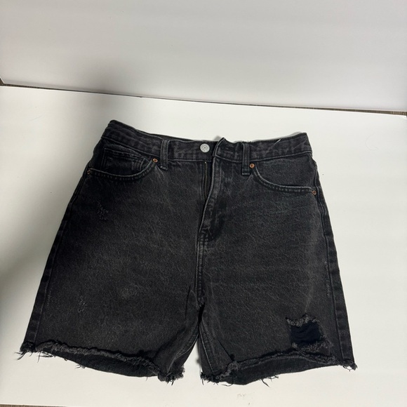 Old Navy Black Jean Shorts Distressed High-Waisted - Picture 1 of 3